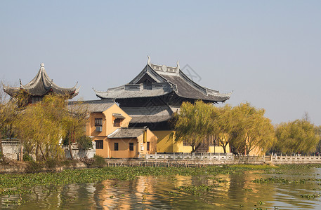 城镇交通地标建筑城镇古典式江苏省昆山市锦溪古镇背景