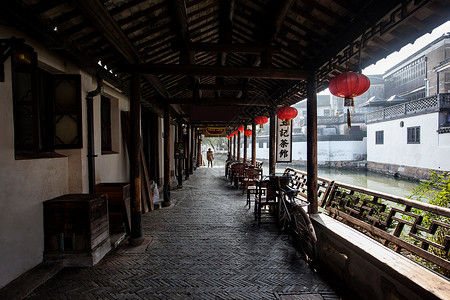 交通倒影自然地理旅行昆山市锦溪古镇背景