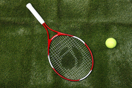 网球拍球拍特写高清图片