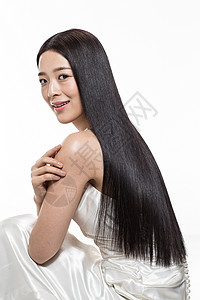 完美幸福东亚有着柔顺的长发的美女图片