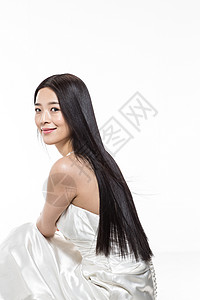 亚洲平滑的青年人有着柔顺的长发的美女图片