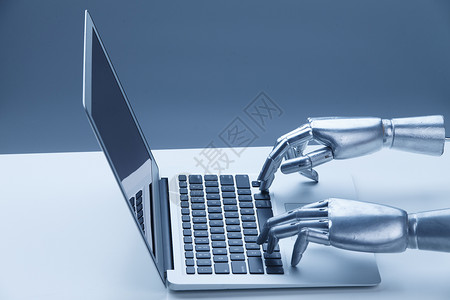 机器人创新智能机械手与掌上电脑背景