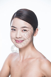 身体平滑的高贵漂亮的人亚洲青年女人妆面肖像背景