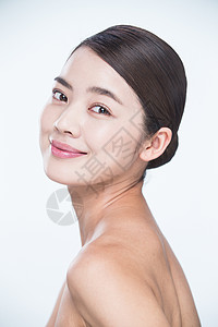 摄影背景分离东亚青年女人妆面肖像图片