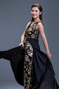 连衣裙东亚成年人身穿晚礼服的优雅女图片