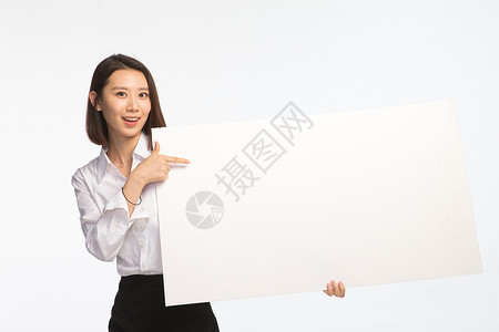 暂无消息提示设计消息简单背景衬衫商务青年女人和白板背景