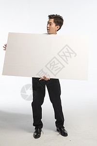 消息简单背景乐趣商务青年男人和白板高清图片