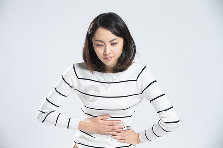 脾胃健康亚洲人青年人水平构图青年女人肚子疼背景
