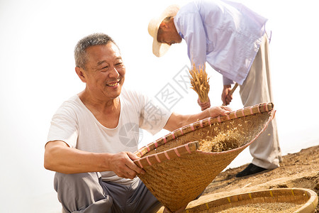 干农活老人两位老农民在干农活背景