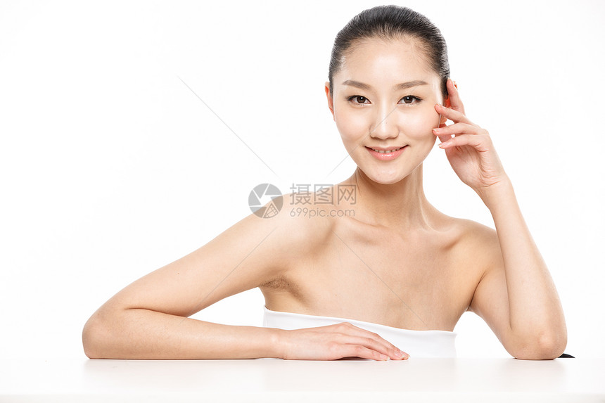 亚洲人清新肖像年轻女人妆面图片