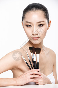 裸露的皮肤健康生活方式活力身体保养年轻女人化妆背景