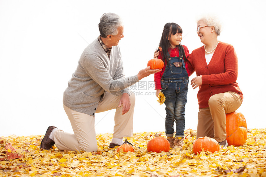 祖父亚洲嬉戏的幸福家庭户外郊游图片