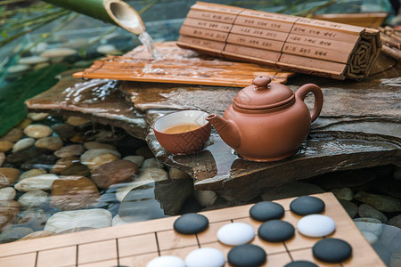 茶文字素材水高视角古典风格茶壶背景