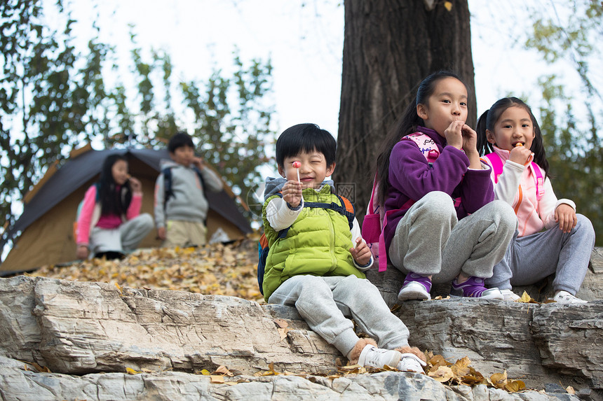 纯洁表现积极自由可爱的男孩女孩在户外玩耍图片