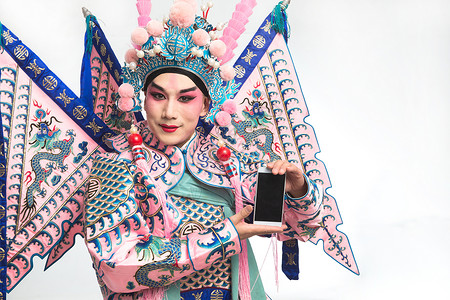 手机古签素材演出京剧演员展示手机屏幕背景
