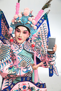 手机古签素材演出京剧演员展示手机背景