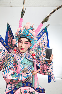 手机古签素材演出京剧演员展示手机背景