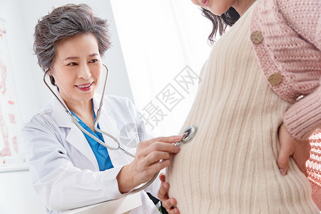 两个孕妇医生给孕妇检查身体背景