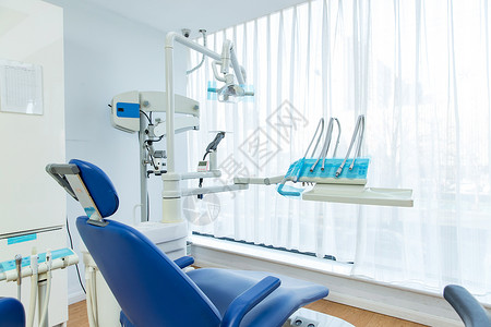 牙科综合治疗椅牙科诊疗室里的医疗设备背景