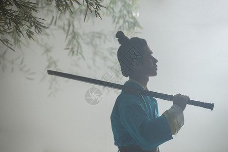 中国剑装扮拿着技能江湖侠客背景