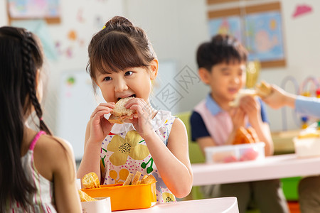 食物友谊幼儿园小朋友用餐背景