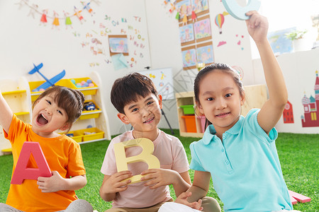 学生活幼儿园小朋友学英文背景