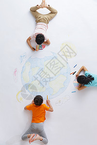 地球中国素材幼儿园小朋友们共同画画背景