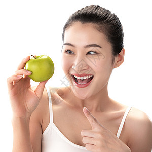 放松健康自我完善青年女人吃苹果图片