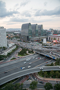 南中环桥国际著名景点白昼亚洲北京西直门建筑群背景