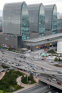 南中环桥北京西直门建筑群和道路背景