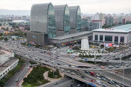 南中环桥北京西直门建筑群和道路背景