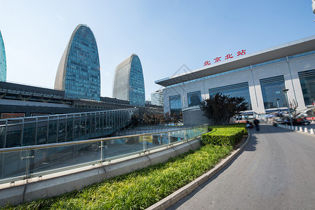 西环大厦北京西直门建筑群和道路背景