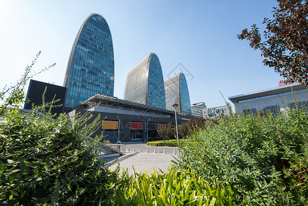 车站地产北京西直门建筑群和道路背景