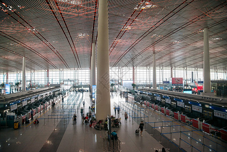 新亚洲建筑新的水平构图交通工具北京首都国际机场大厅背景