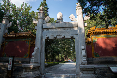 神社元素旅游古典风格古老的北京十三陵背景