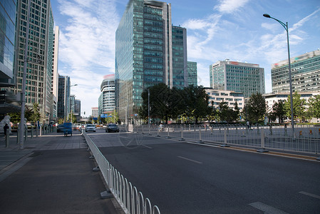 树大城市商业区北京金融街背景图片