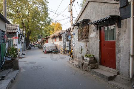 墙壁旅游破旧北京胡同高清图片