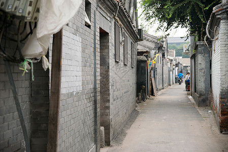 社区门亚洲建筑结构狭窄的北京胡同背景