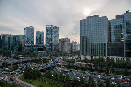 东直门桥环岛文化当地著名景点北京市东直门建筑群背景