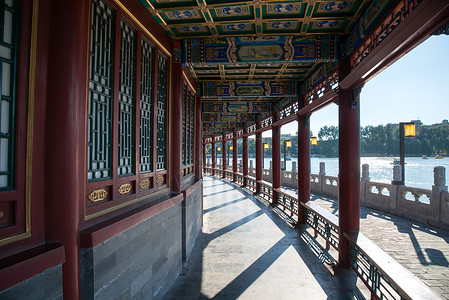 船栏杆都市风景栏杆水北京北海公园背景