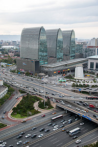 交通高层建筑高架桥北京西直门立交桥高清图片