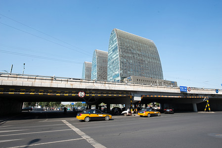 南中环桥楼群市中心水平构图北京西直门建筑群背景