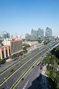 汽车城市道路国际著名景点北京西直门建筑群图片