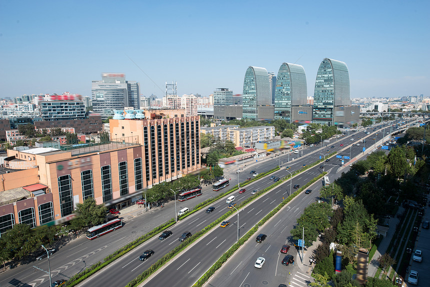 高视角国内著名景点白昼北京西直门建筑群图片