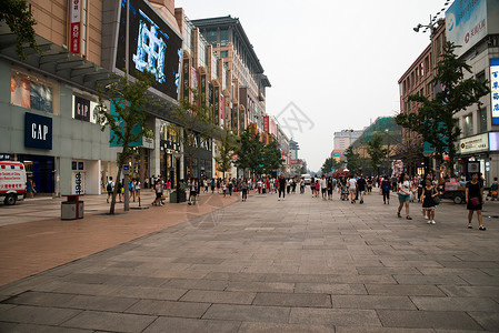 购物中心发展黄昏北京王府井大街背景图片