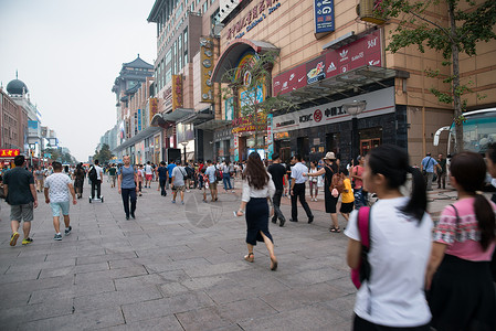 传统商业街首都彩色图片大城市北京王府井大街背景