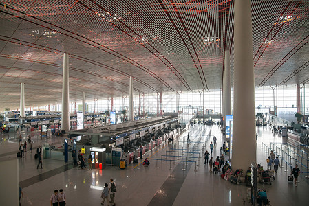 都市风光廊桥窗户首都机场T3航站楼高清图片