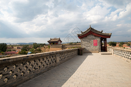 暖天空古老的彩色图片古城河北省蔚县暖泉古镇背景