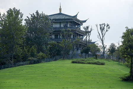 房屋草地元素江苏淮安淮河老街景点背景