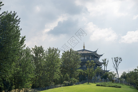 免抠山坡草地名胜古迹江苏省淮安淮河老街背景